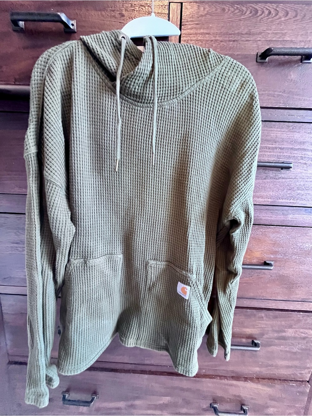 Carhartt Olive Green Waffle-Knit Crewneck Hoodie